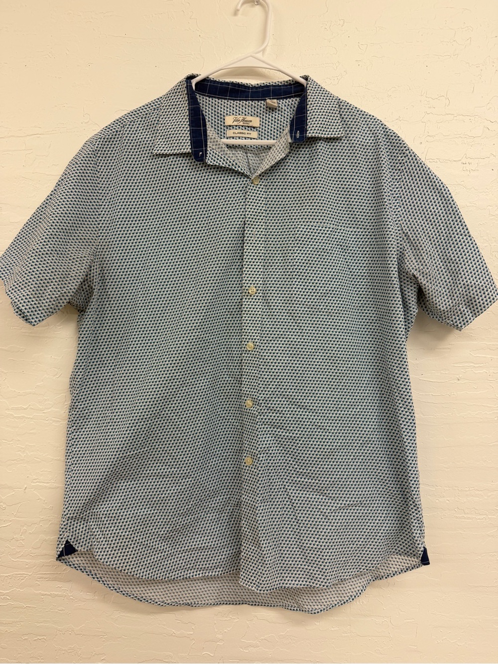 Van Heusen Light Blue Patterned Short Sleeve Button-Down Shirt